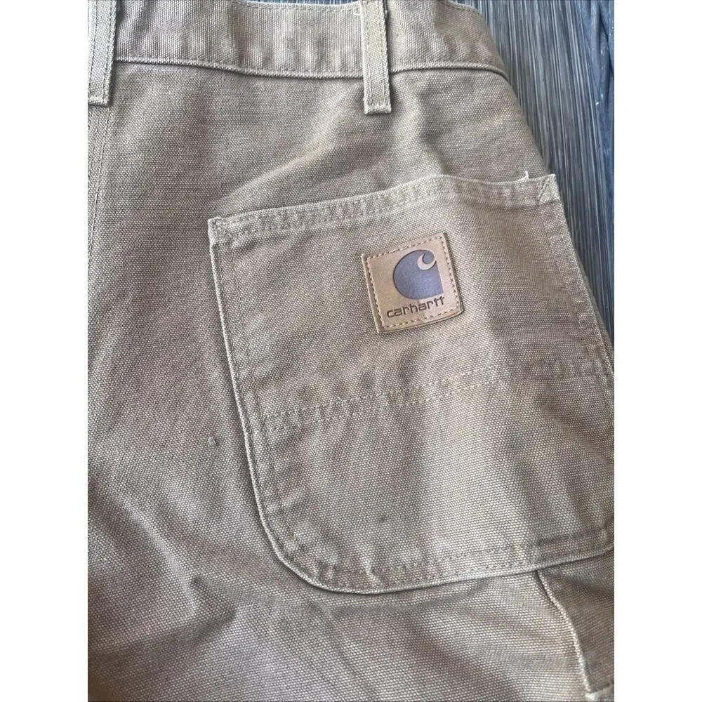 VTG Carhartt B25 Tan Canvas Carpenter Shorts Sz34 Faded Work Skater Grunge USA
